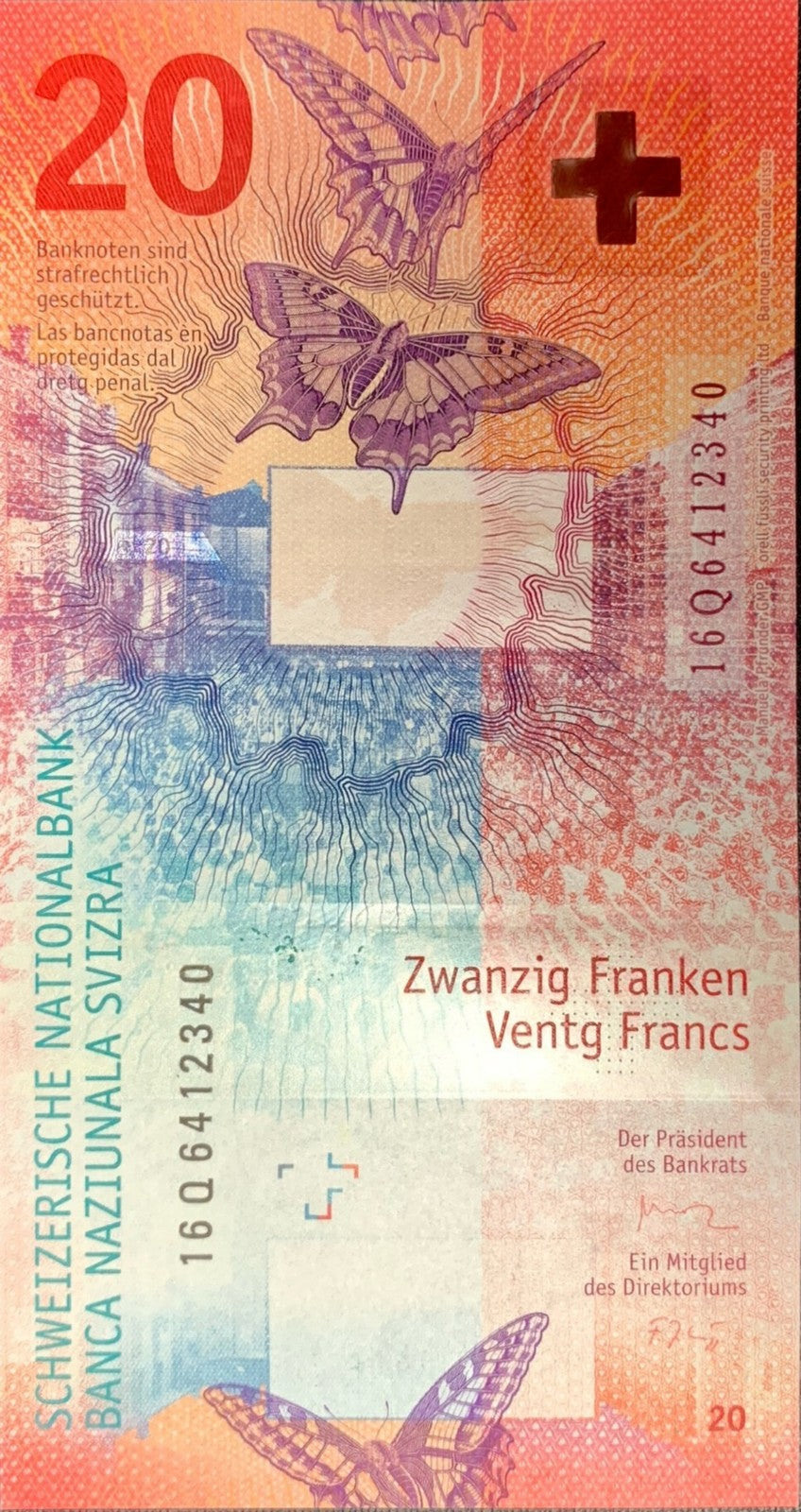 Switzerland 20 Franken 2016 P 76a UNC