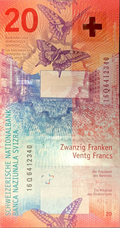 Switzerland 20 Franken 2016 P 76a UNC