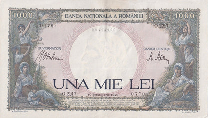 Romania 1000 Lei 1941 P 52 UNC FOXING