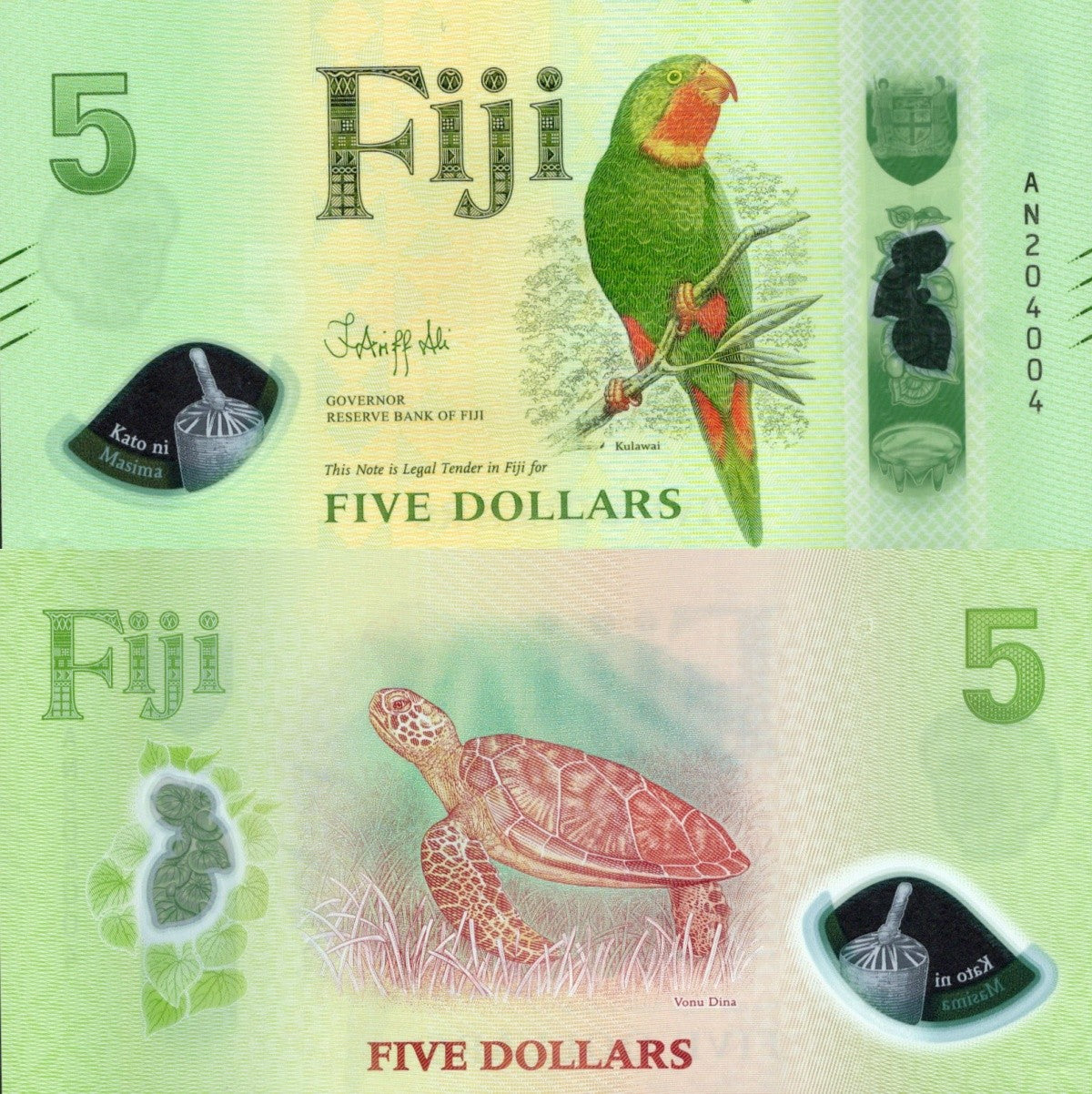 Fiji 5 Dollars ND 2026 P New Design Polymer UNC 1 Bundle LOT 100 pcs