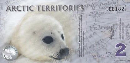 Arctic Territories 2 Dollar 2010 Polymer Polar Seal UNC