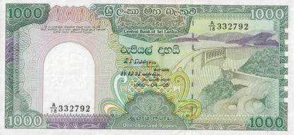 Sri Lanka 1000 Rupees 1990 P 101c UNC FOXING