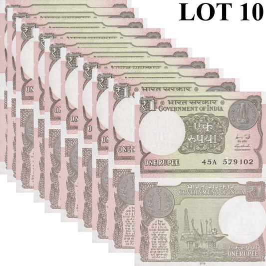 India 1 Rupee 2015 P 117a UNC 1/10 Bundle Lot 10 pcs