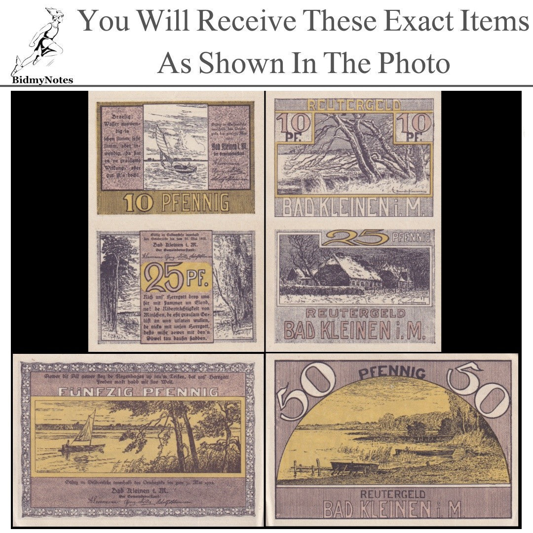 Germany Notgeld BAD KLEINEN 10 25 50 Pfennig 1922 Set 3 pcs
