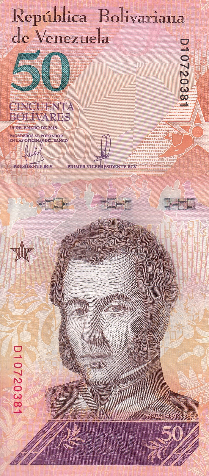 Venezuela 50 Bolivares 2018 P 105 UNC