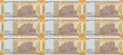 India 200 Rupees 2024 P 113 UNC Set 9 pcs SOLID 1-9 111111-999999
