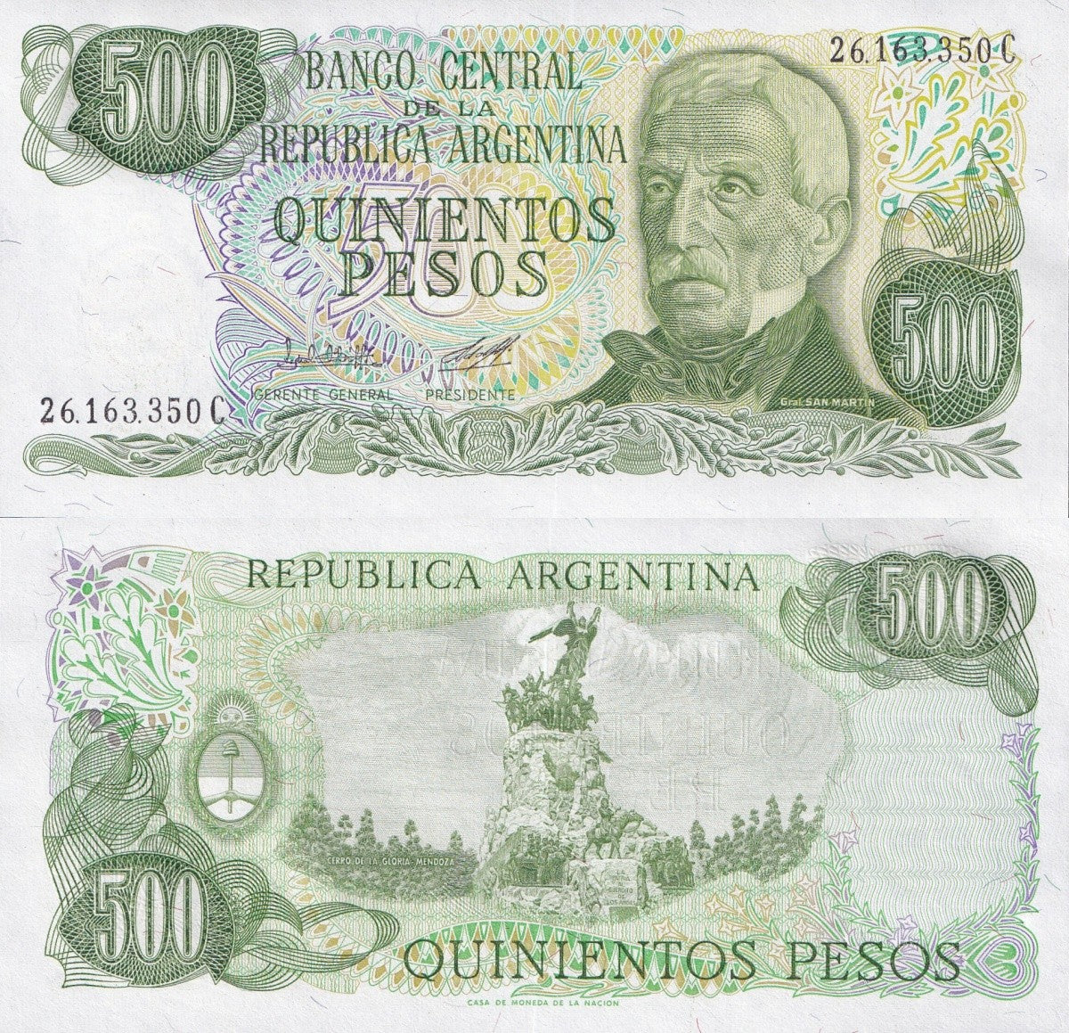 Argentina 500 Pesos ND 1982 P 303 UNC