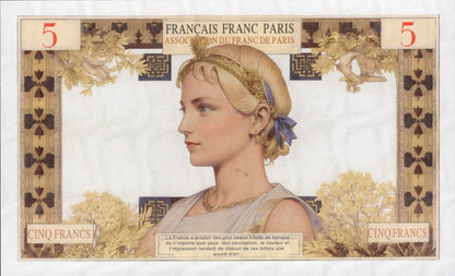 French TEST NOTE 5 Francs Oil Painting Style beauty Commemorative Banknote UNC
