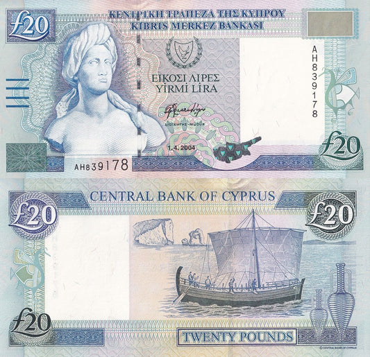 Cyprus 20 Pounds 2004 P 63c UNC
