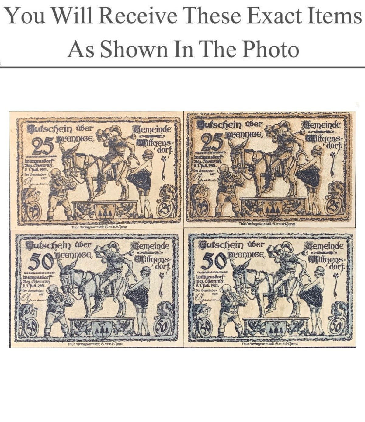 Germany Notgeld WITTGENSDORF 25 50 Pfennig 1921 Full Set 4 pcs