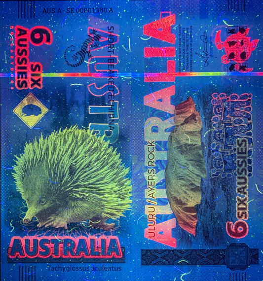 Australia Souvenir Note 6 Aussie Short-Beaked Echidna UNC