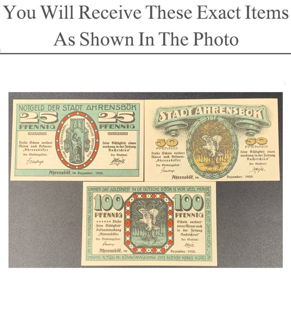 Germany Notgeld AHRENSBOK 25 50 100 Pfennig 1920 Full Set 3 pcs
