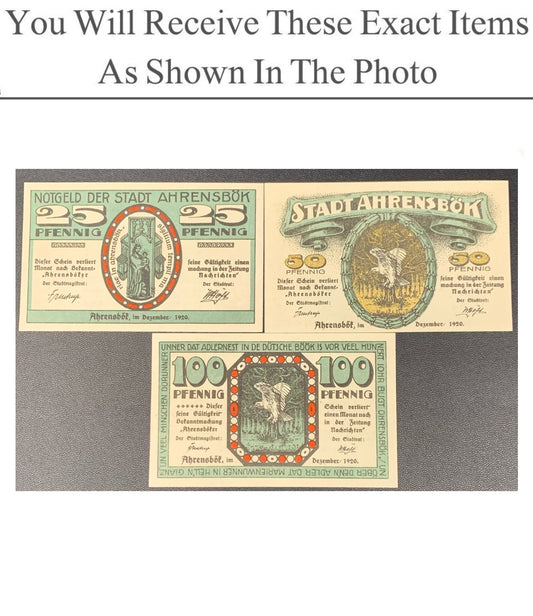 Germany Notgeld AHRENSBOK 25 50 100 Pfennig 1920 Full Set 3 pcs