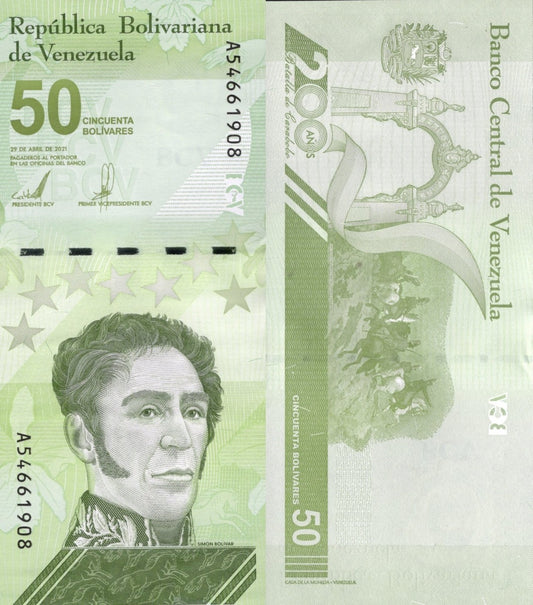 Venezuela 50 Bolivares 2021 P 118 UNC