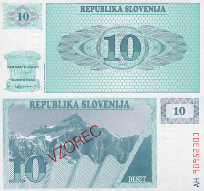 Slovenia 10 Tolarjev 1990 P 4 UNC Specimen