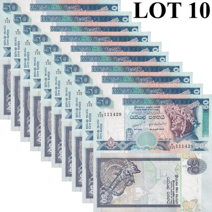Sri Lanka 50 Rupees 2006 P 110f UNC 1/10 Bundle Lot 10 pcs