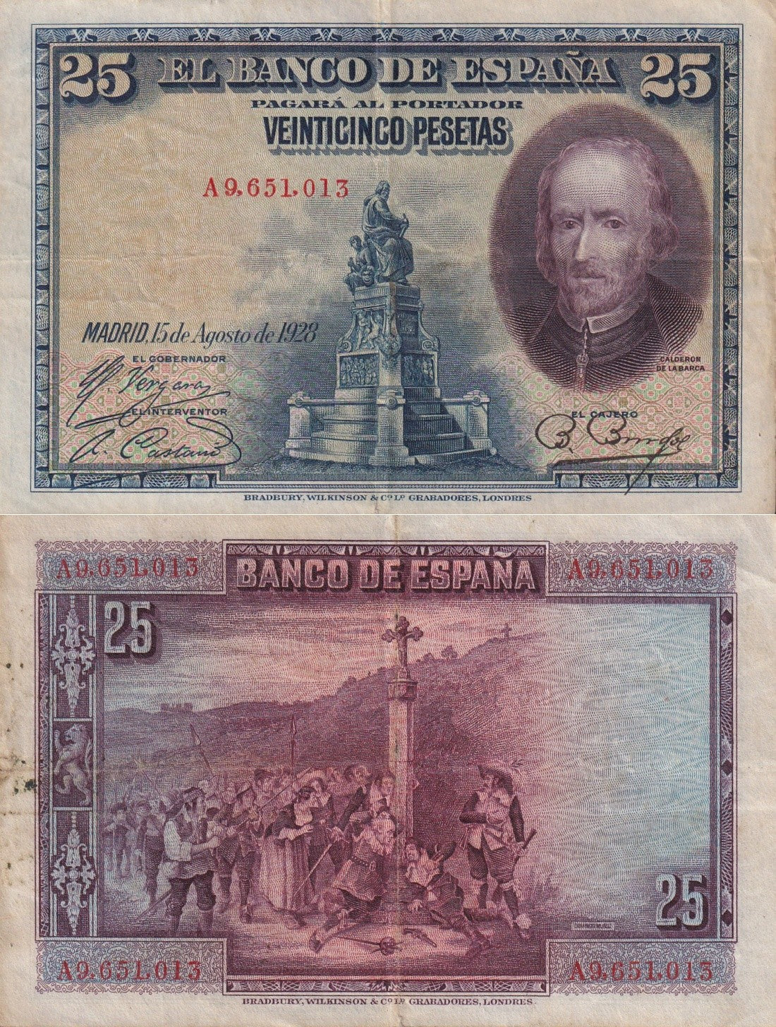 Spain 25 Pesetas 1928 P 74b VF-EF