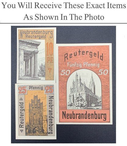 Germany Notgeld NEBRANDENBURG 10 25 50 Pfenning 1921 Set 3 pcs