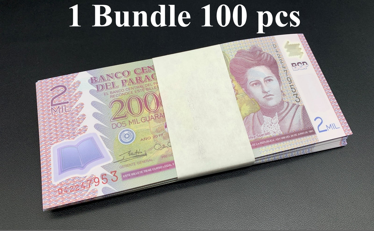 Paraguay 2000 Guaranies 2017 P 228 Polymer UNC 1 Bundle Lot 100 pcs