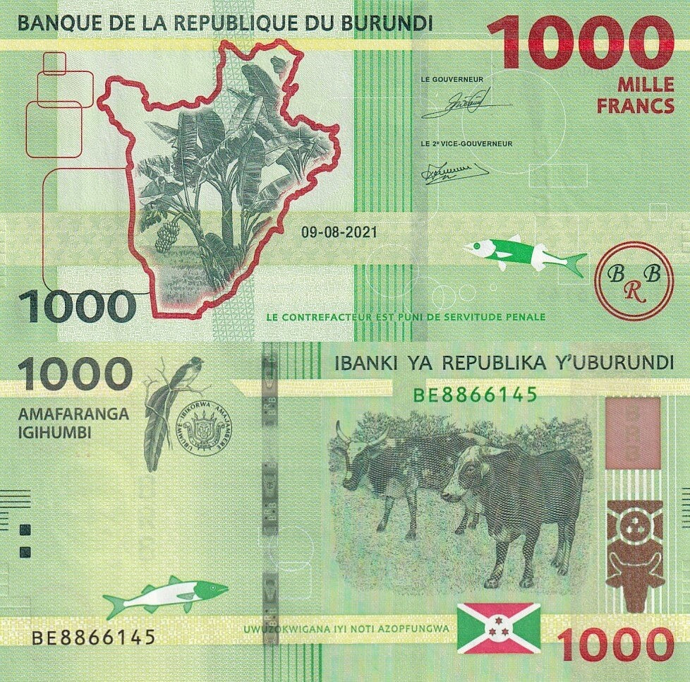 Burundi 1000 Francs 2021 P 51 UNC