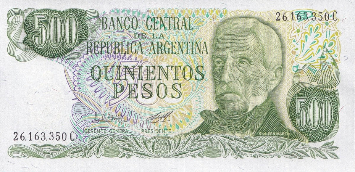 Argentina 500 Pesos ND 1982 P 303 UNC