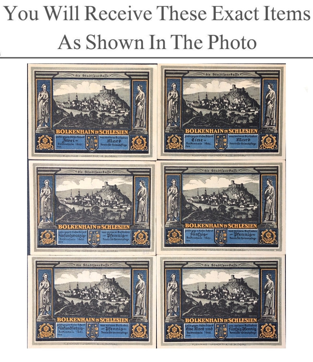 Germany Notgeld BOLKENHAIN 25 50 75 Pfennig 1 2 150 Mark 1922 Full Set 6 pcs