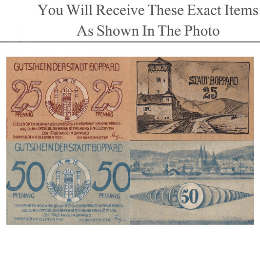 Germany Notgeld BOPPARD 25 50 Pfennig 1920 Set 2 pcs