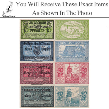 Germany Notgeld DIEPHOLZ 10 25 50 Pfennig 1920 Set 4 pcs