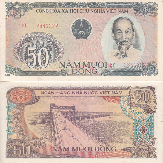 Viet Nam Vietnam 50 Dong 1985 P 97 AU UNC FOXING
