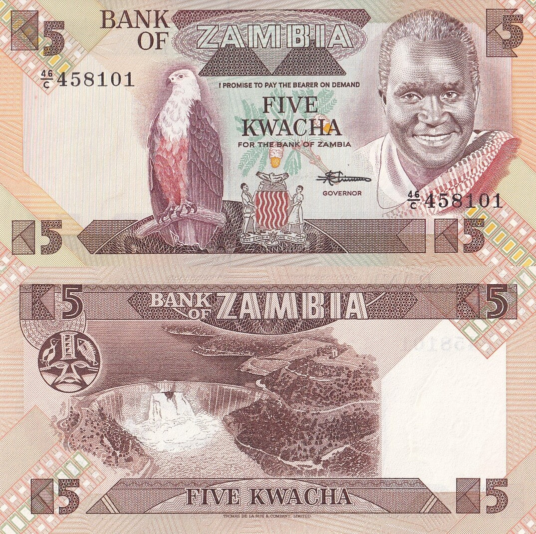 Zambia 5 Kwacha ND 1980-1988 P 25 UNC
