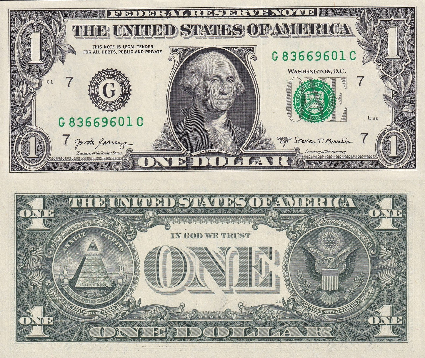 United States USA 1 Dollar 2017A P 544 ''G'' Chicago UNC 1 Bundle Lot 100 pcs