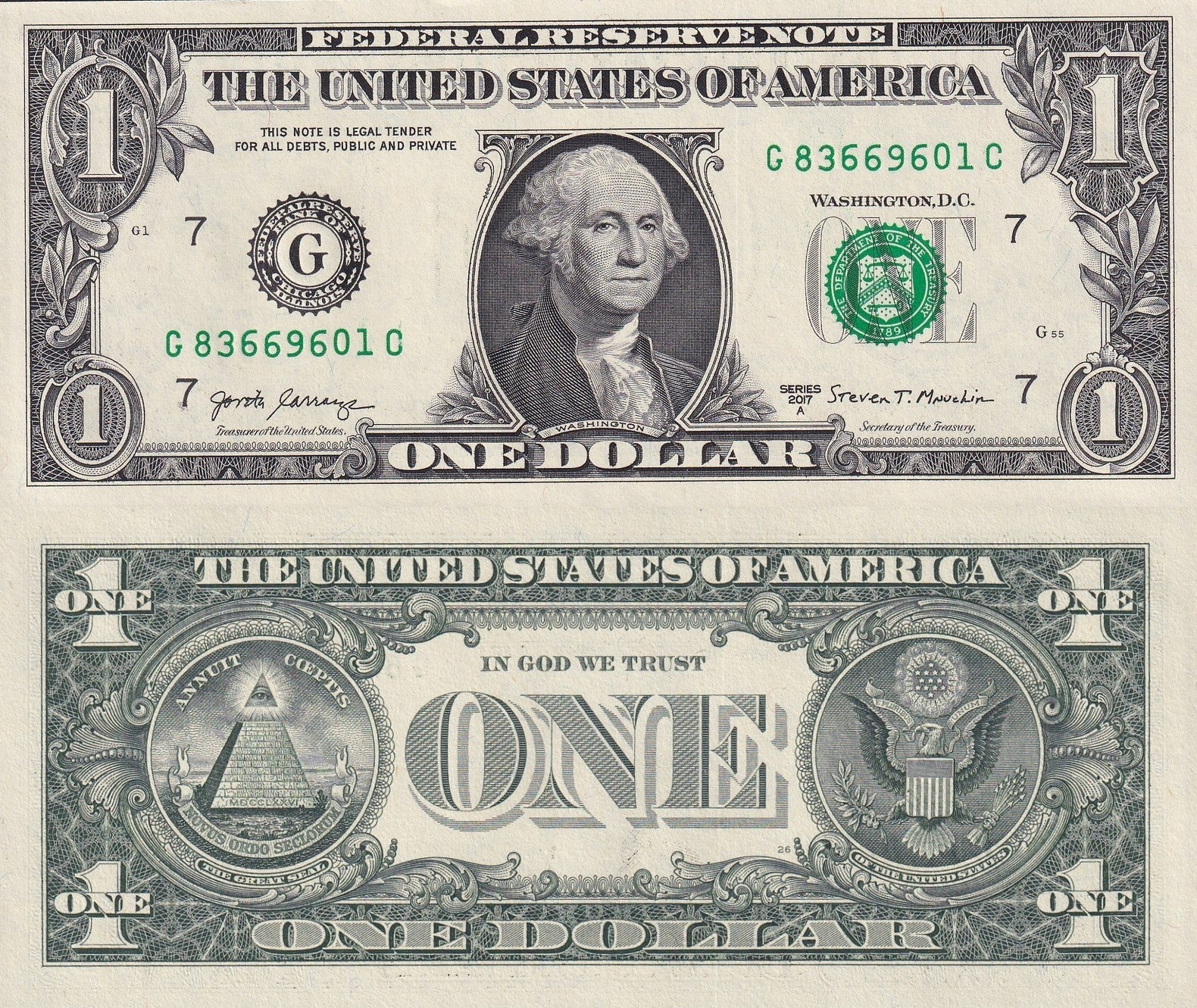 United States USA 1 Dollar 2017A P 544 ''G'' Chicago UNC 1 Bundle Lot 100 pcs