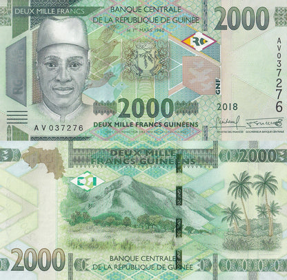 Guinea 2000 Francs 2018 P 48A UNC