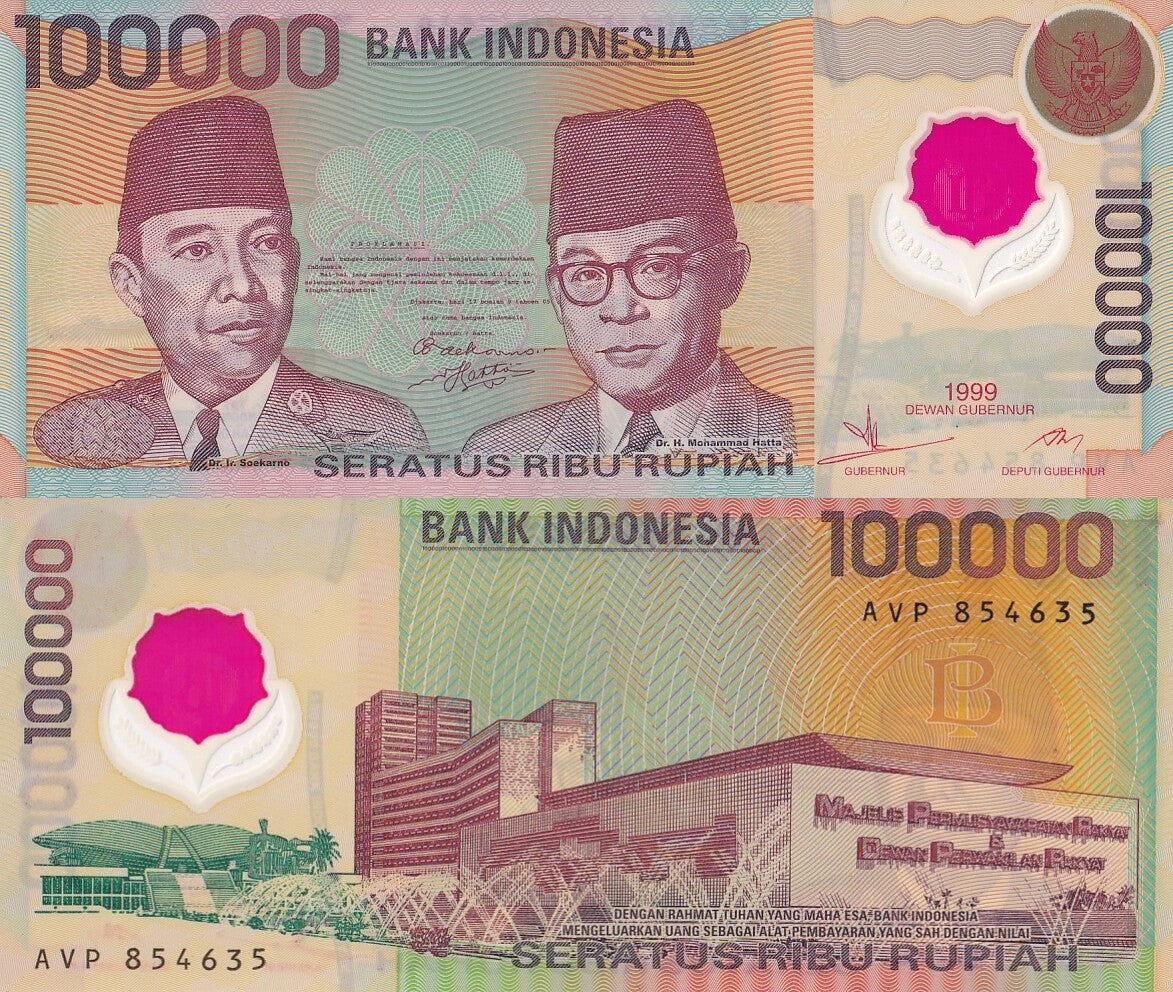 Indonesia 100000 Rupiah 1999 P 140 Polymer UNC