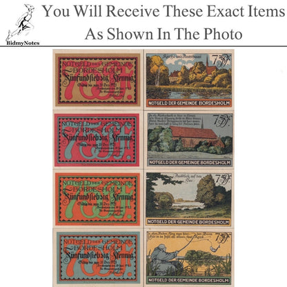 Germany Notgeld BORDESHOLM 75 Pfennig 1921 Set 4 pcs