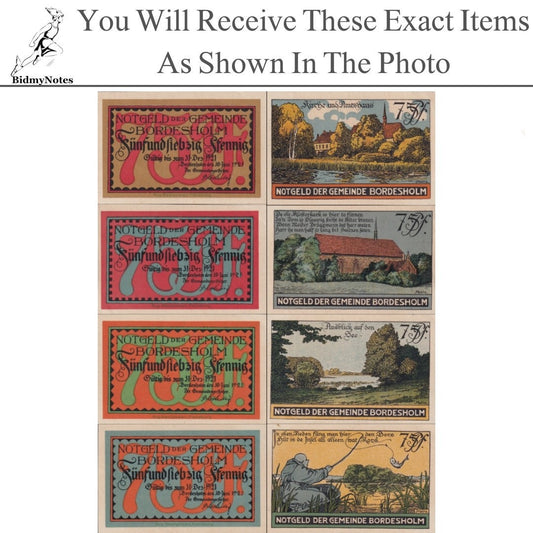 Germany Notgeld BORDESHOLM 75 Pfennig 1921 Set 4 pcs