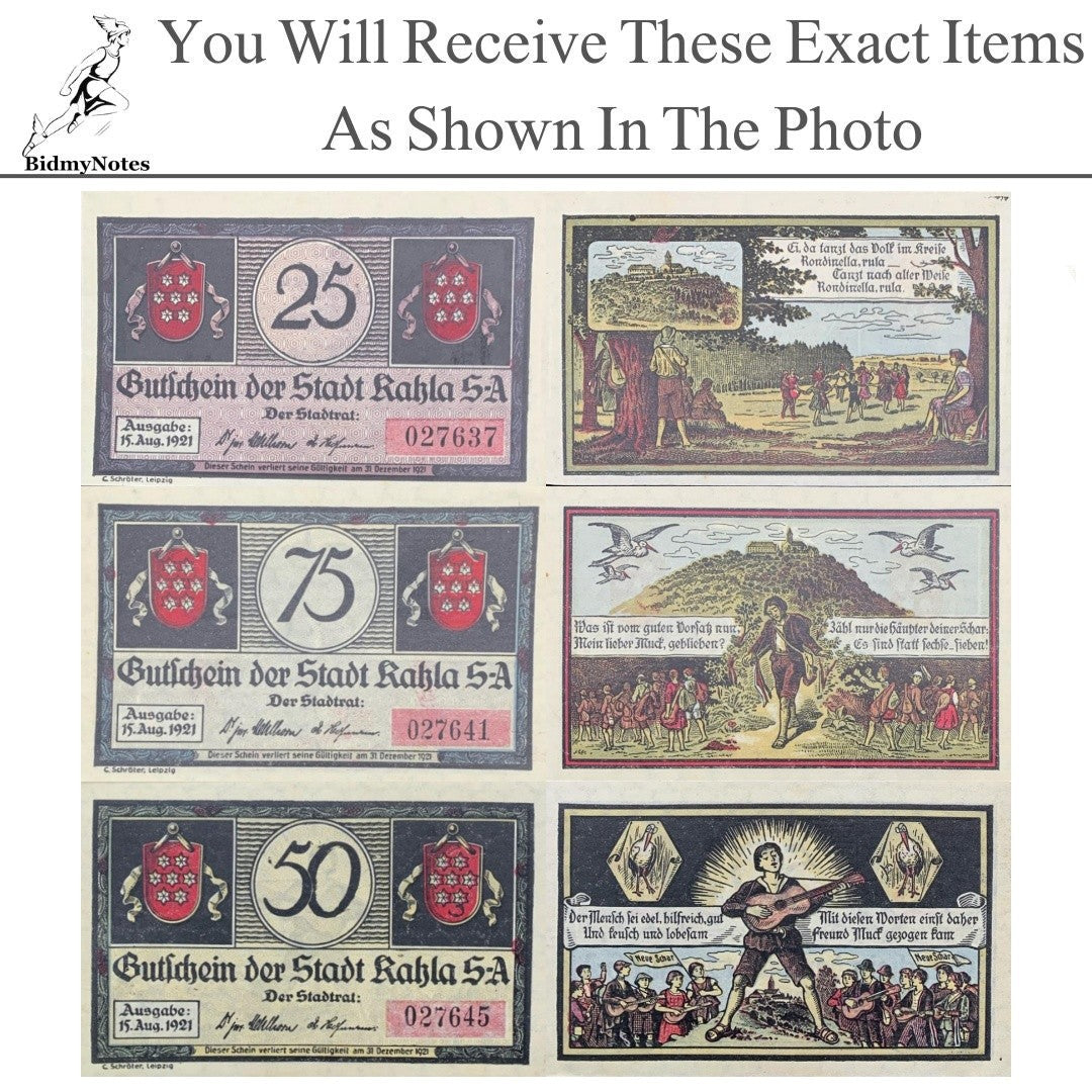 Germany Notgeld KAHLA 25 50 75 Pfennig 1921 Set 3 pcs