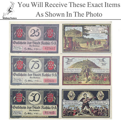 Germany Notgeld KAHLA 25 50 75 Pfennig 1921 Set 3 pcs