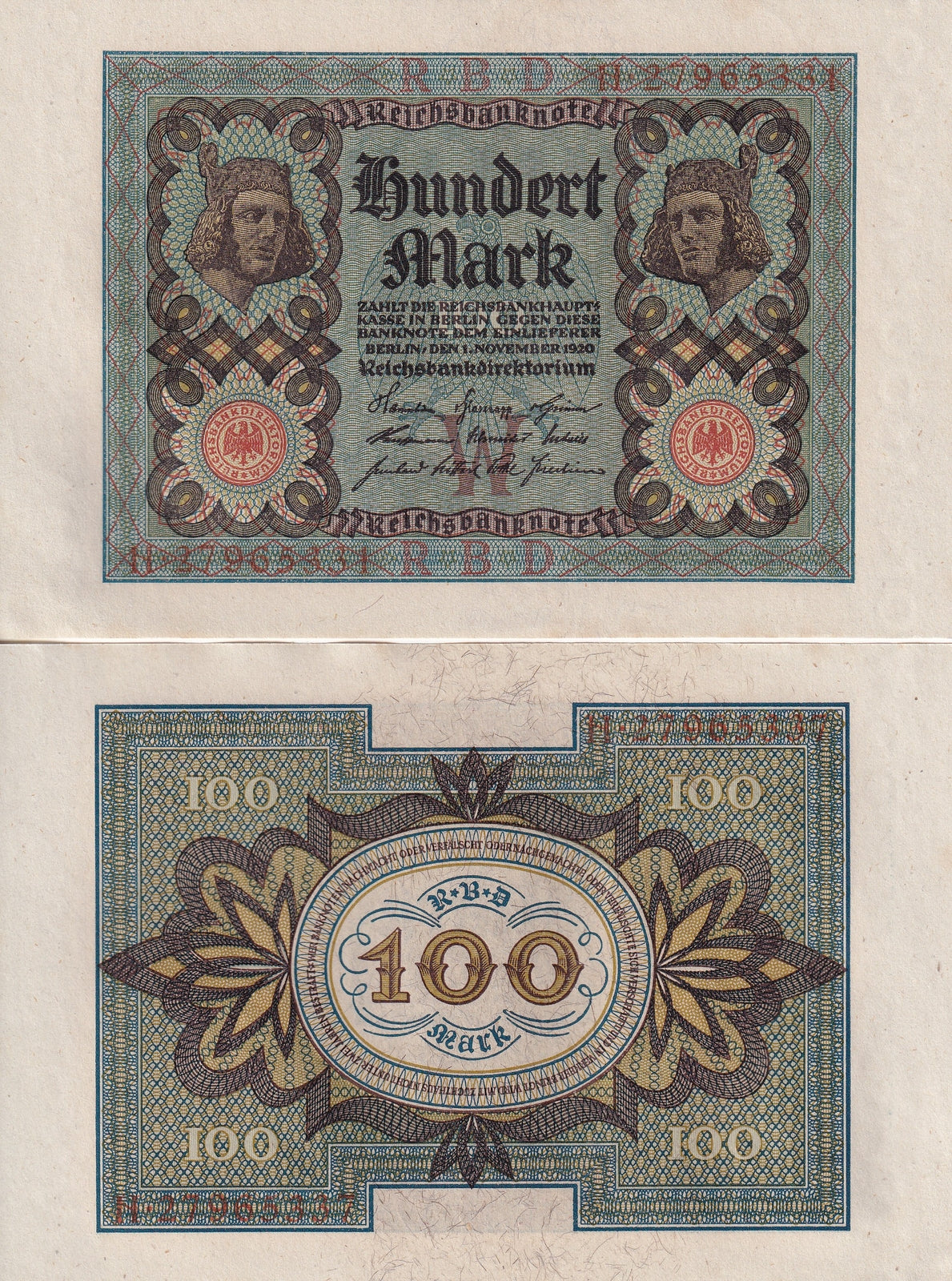 Germany 100 Mark 1920 P 69 UNC