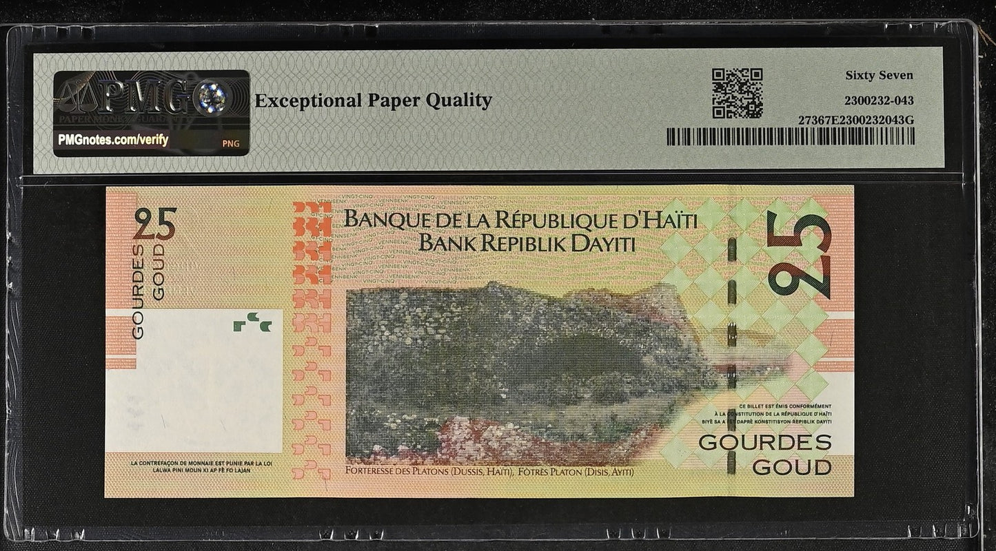 Haiti Commemorative 25 Gourdes 2004 P 273 UNC PMG 67 EPQ 2nd TOP POP