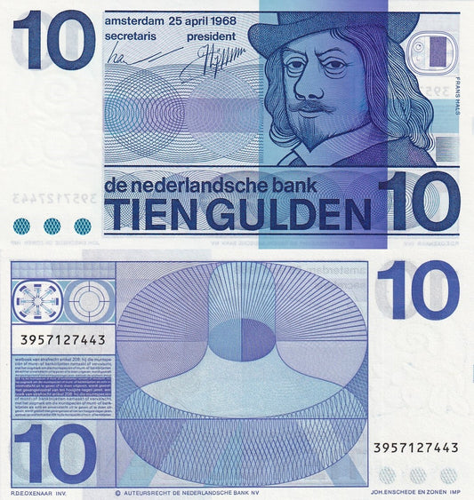 Netherlands 10 Gulden 1968 P 91b UNC