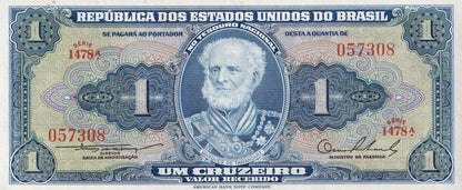 Brazil 1 Cruzeiro ND 1954-1958 P 150 UNC MINOR FOXING