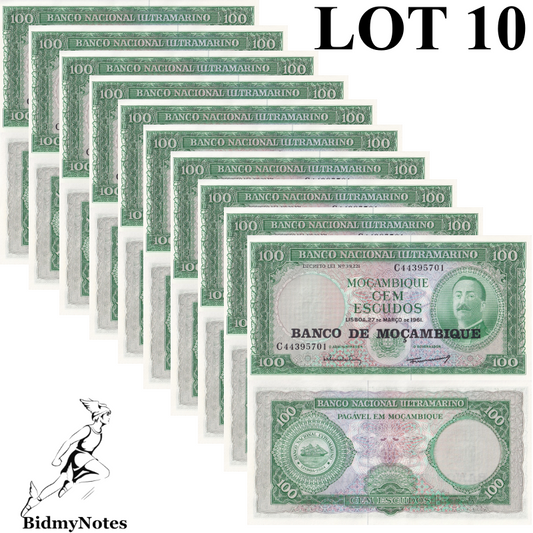 Mozambique 100 Escudoa 1961(1976) P 117 UNC 1/10 Bundle LOT 10 pcs