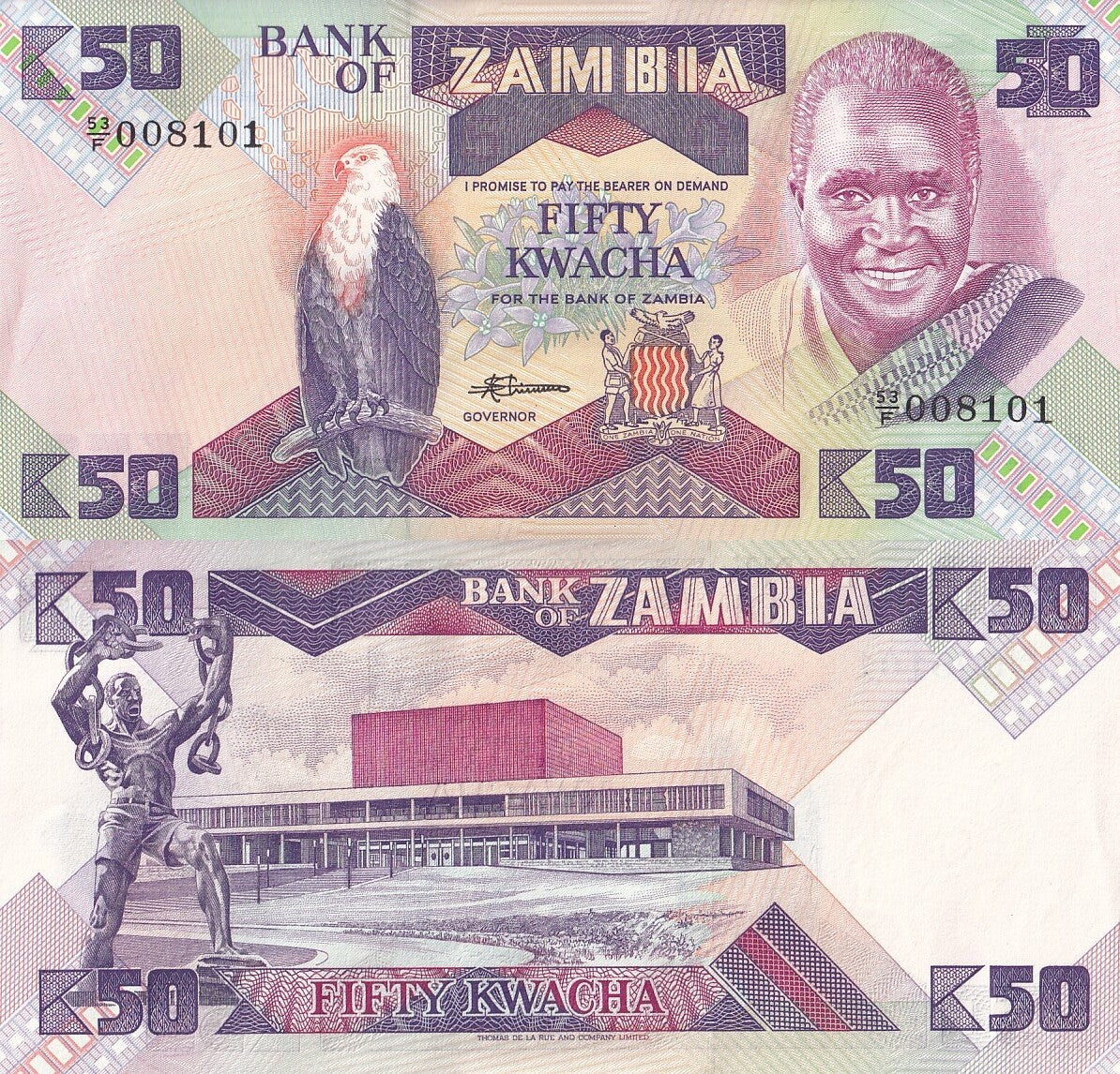 Zambia 50 Kwacha ND 1986-1988 P 28 UNC