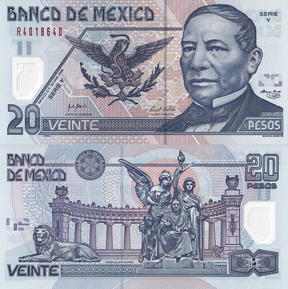 Mexico 20 Pesos 2006 P 116f Polymer Y Serie UNC