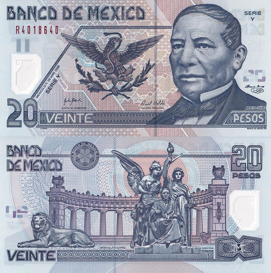 Mexico 20 Pesos 2006 P 116f Polymer Y Serie UNC