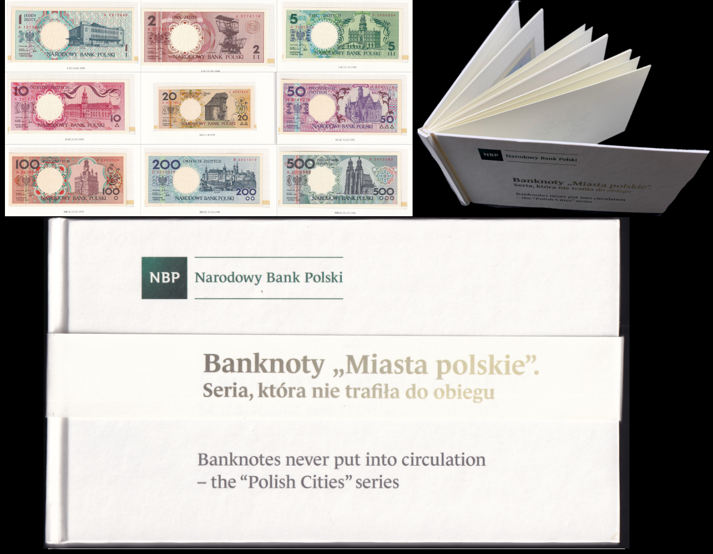 Poland 1 2 5 10 20-500 Zloty 1990 P 164 165-172 UNC Set 9 pcs With Folder