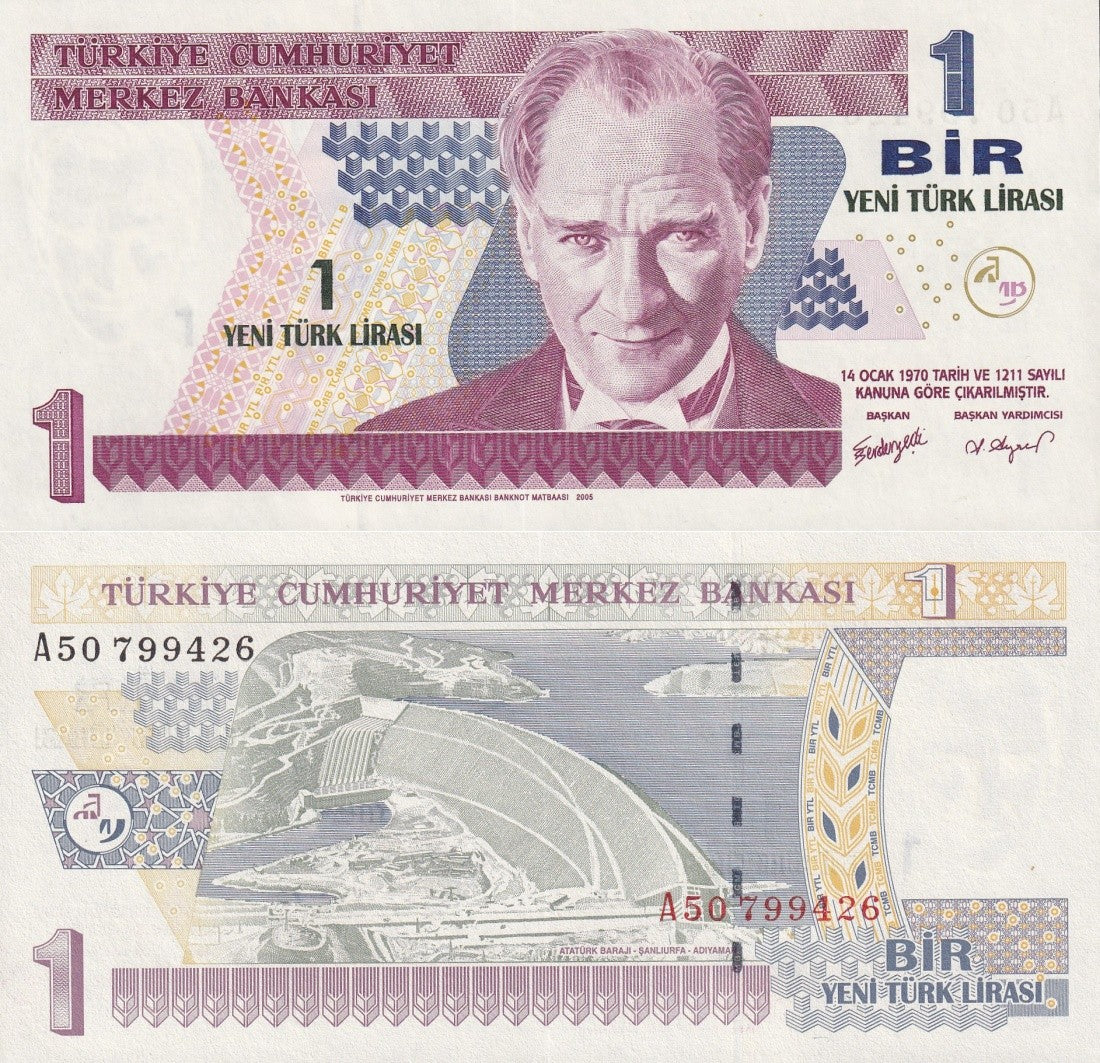 Turkey 1 Yeni Turk Lirasi 1970 / 2005 P 216 UNC A Prefix
