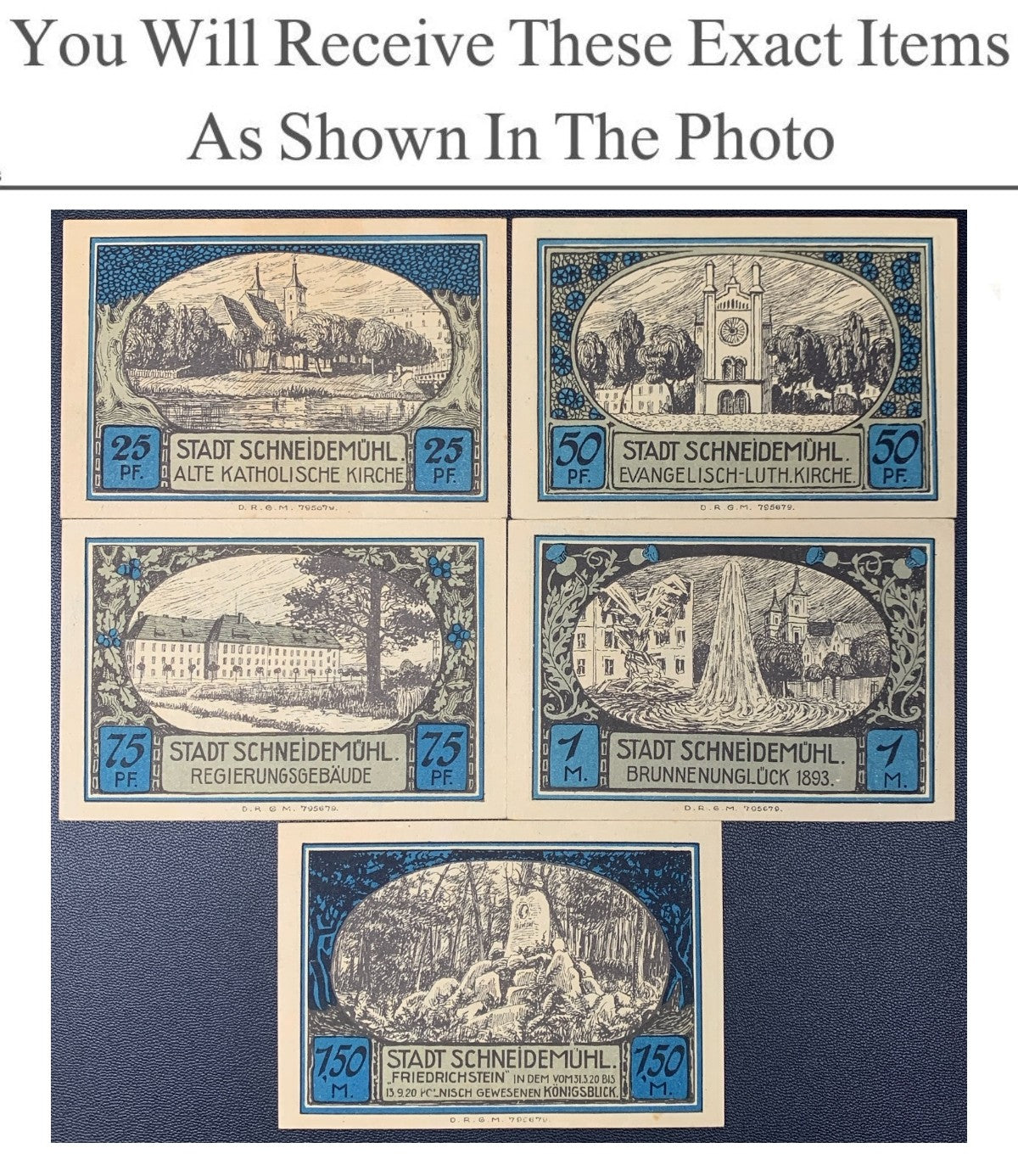 Germany Notgeld SCHNEIDEMUHL 25 50 75 Pfennig 1 1.50 Mark 1922 Full Set 5 pcs