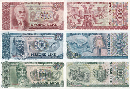 Albania 200 500 1000 Leke 1992 P 52 53 54 UNC Set 3 pcs